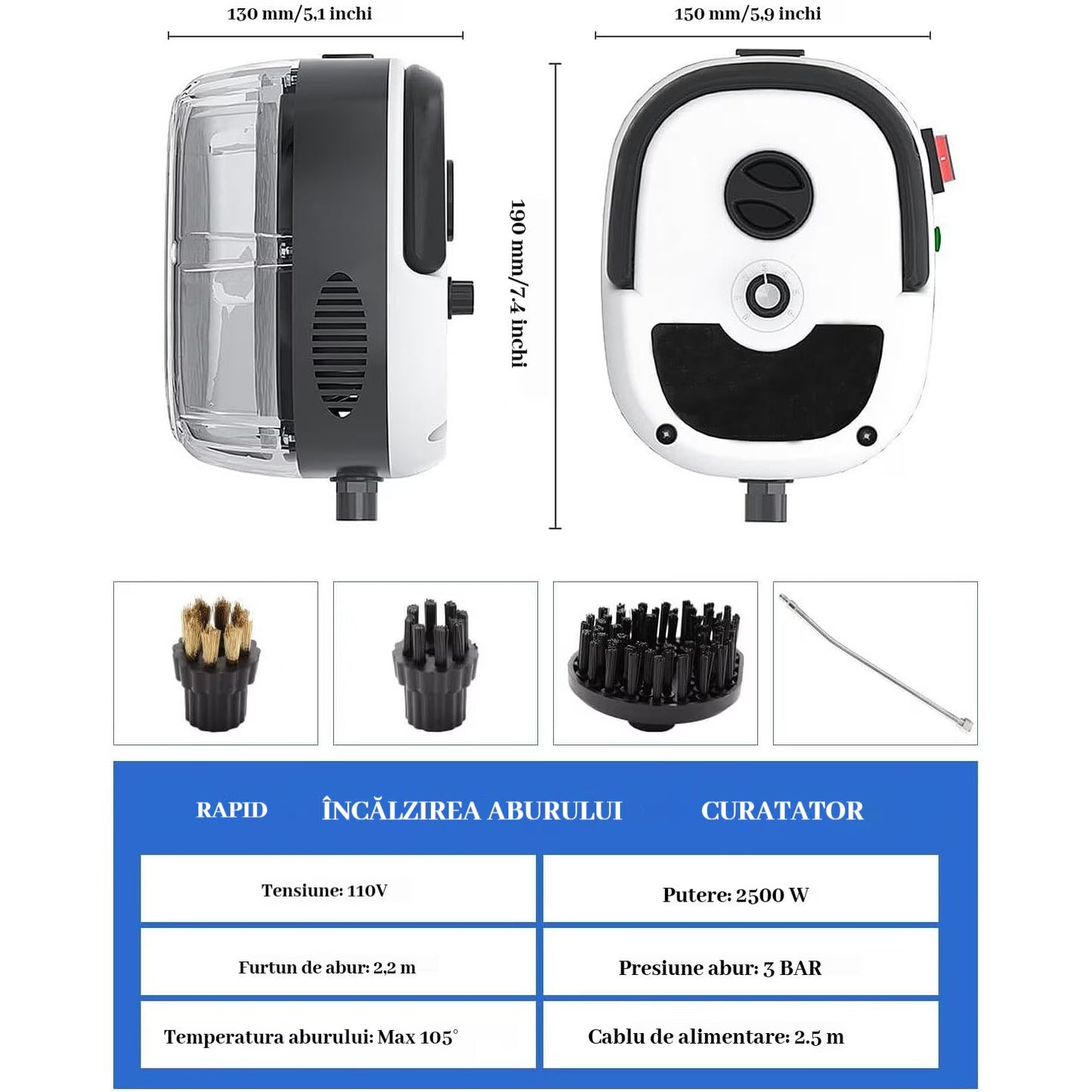 Aparat de curatat cu abur 2500W — Confort Practic Pentru Casa Ta