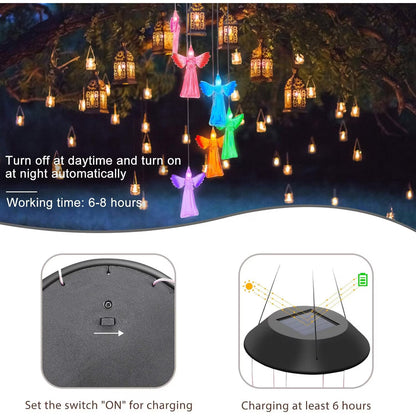 Ghirlanda solara decorativa ingerasi cu lumini LED multicolore si senzor — Ambient Modern Pentru