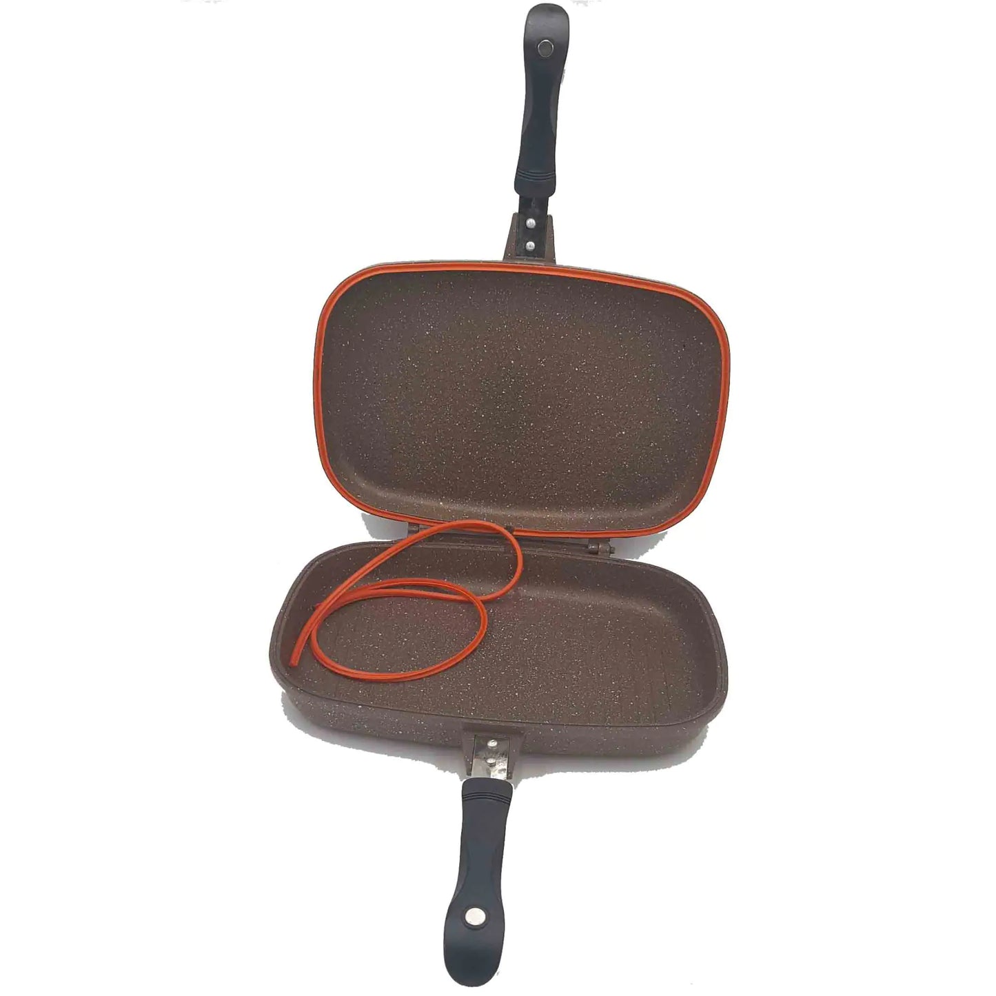 Tigaie Dublă Grill Dessini 36 cm cu Interior Antiaderent și Garnitură Silicon, A-127-35