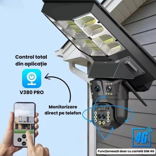Lampa Solara cu Camera de Supraveghere SIM 4G — Ambient Modern Pentru Acasă
