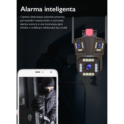 Camera de Supraveghere Tripla WIFI 12MP Ultra HD — Control și Siguranță Zi de Zi