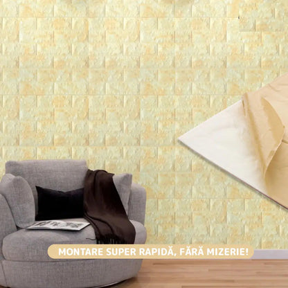 Tapet 3D caramida -alb auto-adeziv pentru interior 70 x 77 — Confort Practic Pentru Casa Ta