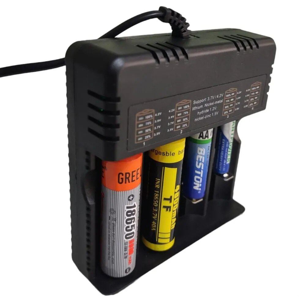 Incarcator baterii Li-ion HD-4882B 4 sloturi 4.2V 4000mA pentru 18650 — Utilitate Smart Zi de Zi