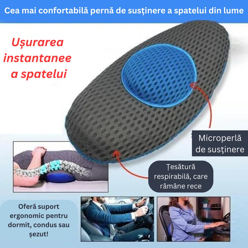 Perna ergonomica pentru sustinere lombara si spate — Confort Personal Zi de Zi