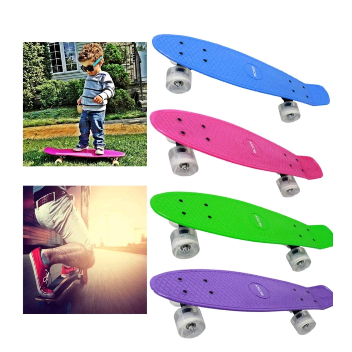 Skateboard Penny Board cu led 55cm — Confort Personal Zi de Zi