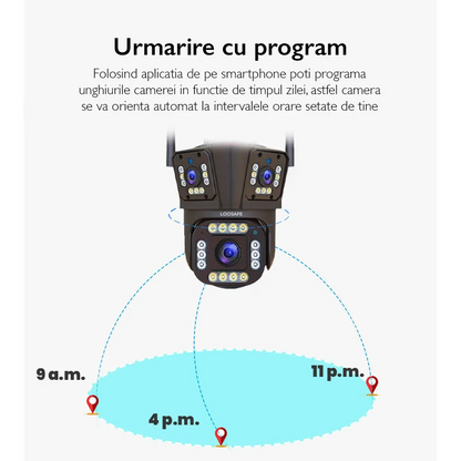 Camera de Supraveghere Tripla WIFI 12MP Ultra HD — Control și Siguranță Zi de Zi