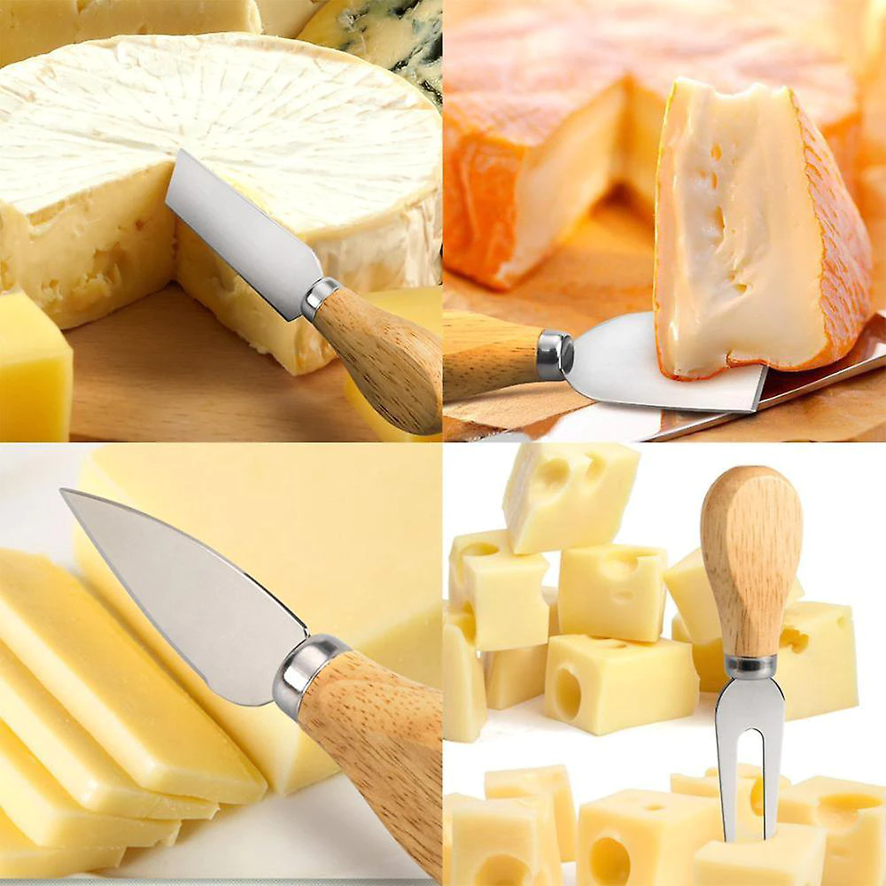 Set 6 cutite cu maner de lemn pentru branzeturi — Mai Mult Confort în Bucătărie