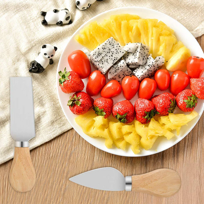 Set 6 cutite cu maner de lemn pentru branzeturi — Mai Mult Confort în Bucătărie