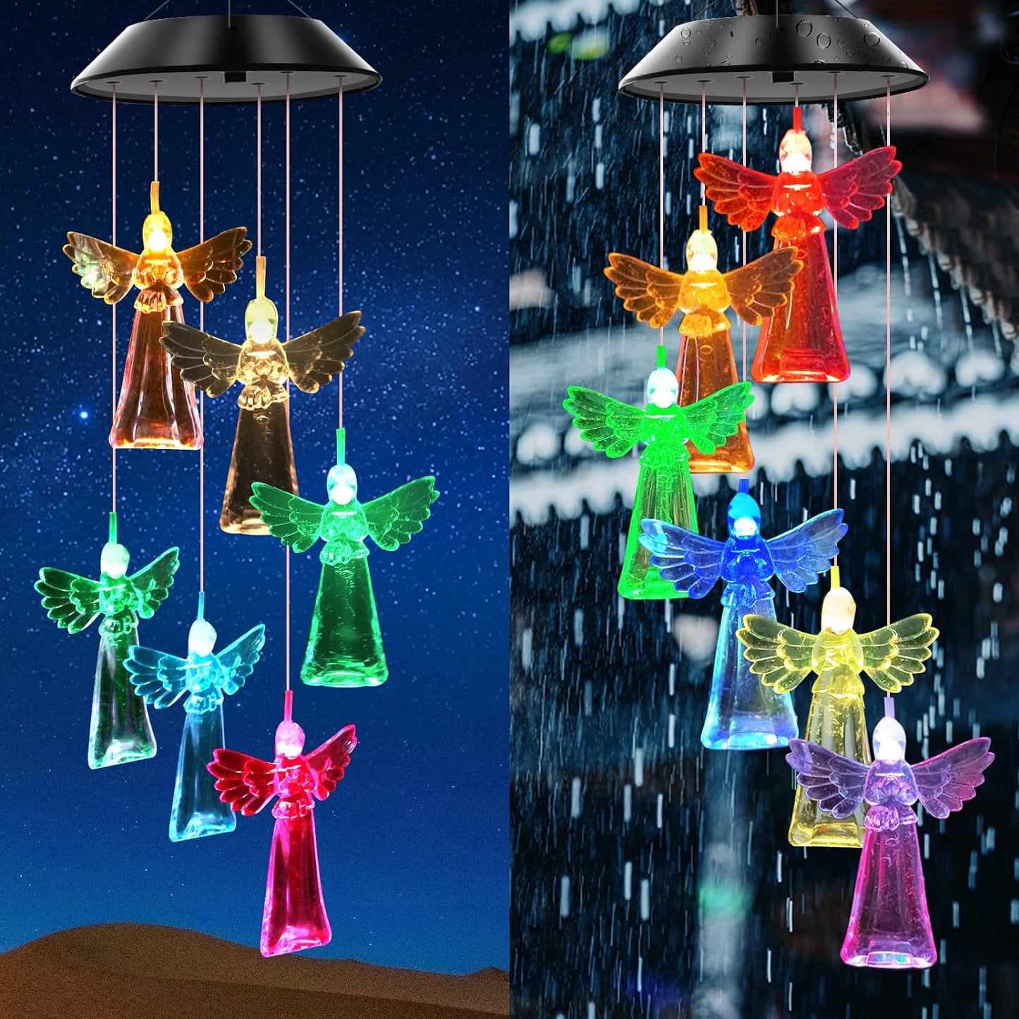 Ghirlanda solara decorativa ingerasi cu lumini LED multicolore si senzor — Ambient Modern Pentru