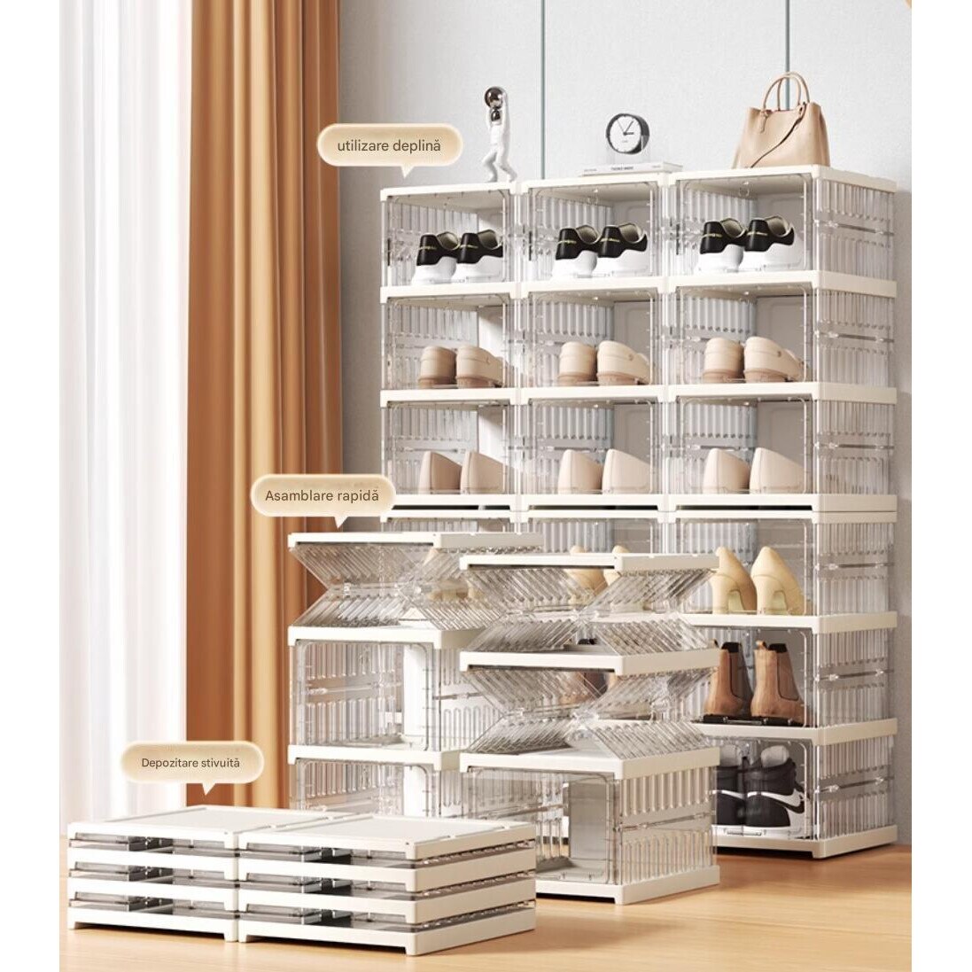 Set 4 cutii organizatoare pentru incaltaminte — Confort Practic Pentru Casa Ta