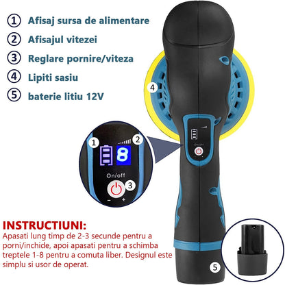 Aparat Polish Auto 2 Acumulatori 12V — Confort și Siguranță la Drum