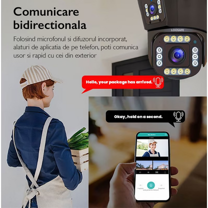 Camera de Supraveghere Tripla WIFI 12MP Ultra HD — Control și Siguranță Zi de Zi