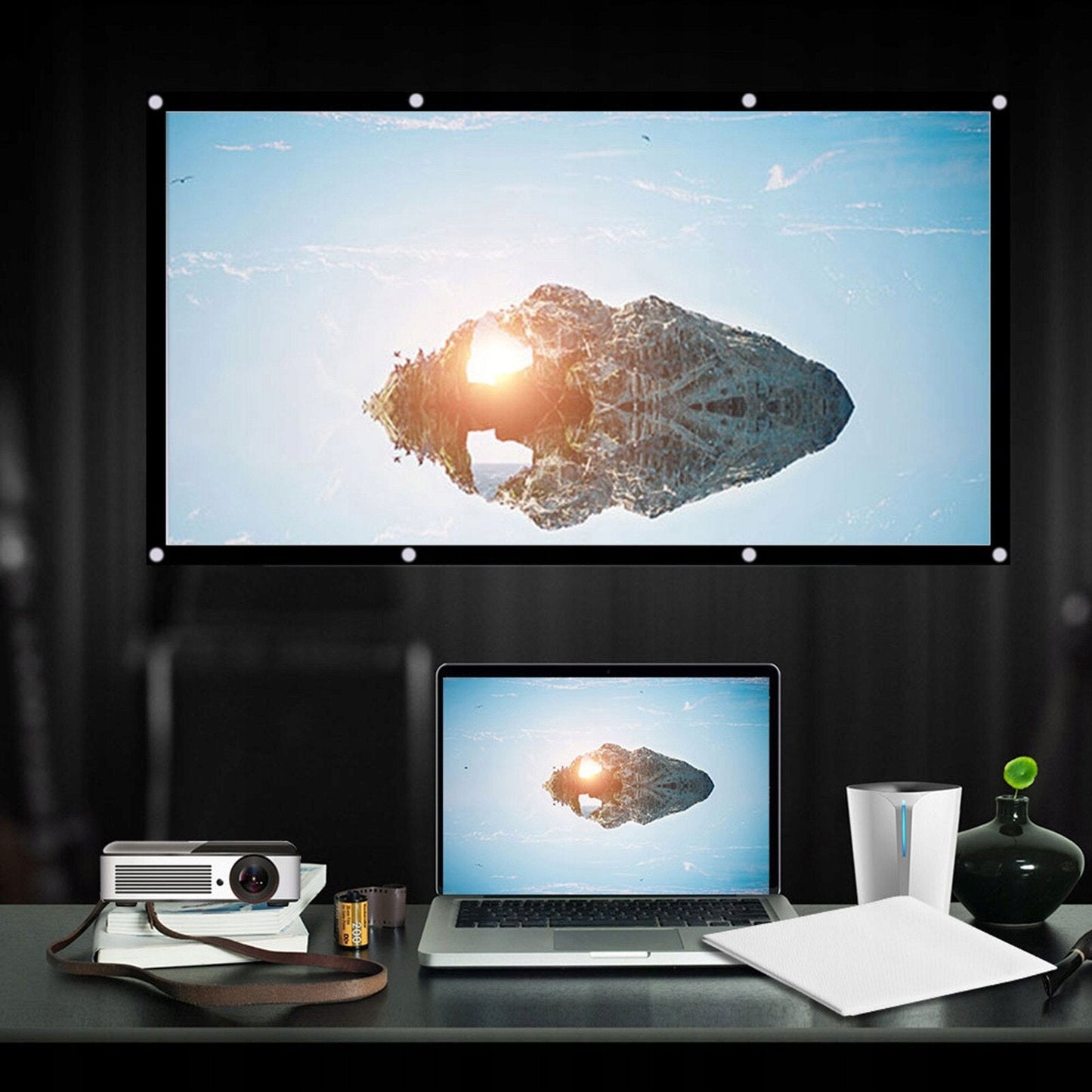 Ecran de proiectie portabil 120 inch 2.66 x 1.49 m — Utilitate Smart Zi de Zi