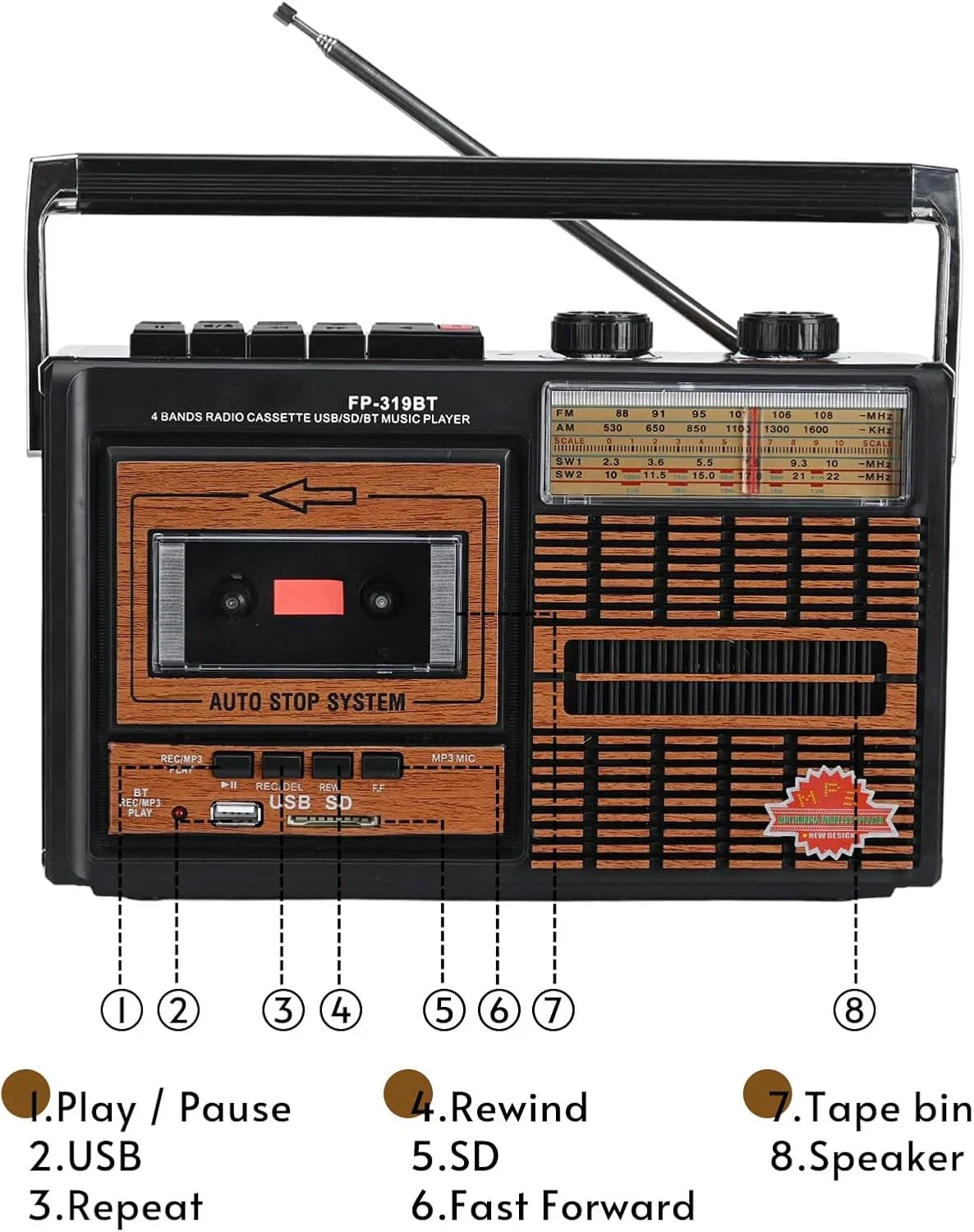 Radio retro portabil FP-319BT bluetooth — Utilitate Smart Zi de Zi