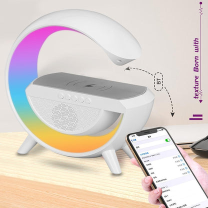 Lampă RGB 3 în 1 cu Încărcare Wireless, Boxă Bluetooth și Ceas LED, A-145-17