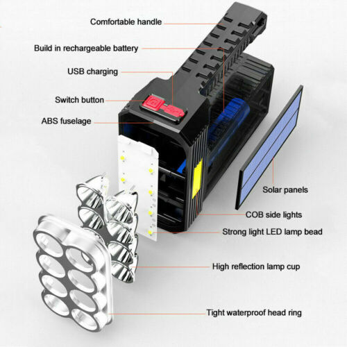 Lanterna cu 8 LED-uri si LED COB incarcare solara si — Ambient Modern Pentru Acasă