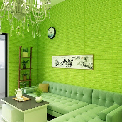 Tapet 3D caramida Verde lime auto-adeziv pentru interior 70 x — Confort Practic Pentru Casa Ta