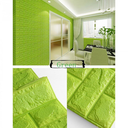 Tapet 3D caramida Verde lime auto-adeziv pentru interior 70 x — Confort Practic Pentru Casa Ta