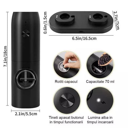 Set 2 Rasnite Electrice pentru sare Indicator Led — Mai Mult Confort în Bucătărie