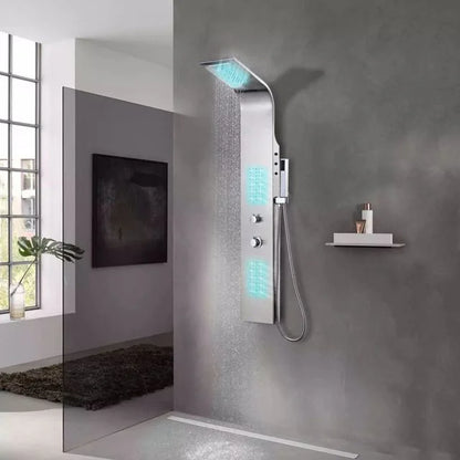 Panou dus hidromasaj inox auriu/argintiu 5 functii — Confort Practic Pentru Casa Ta