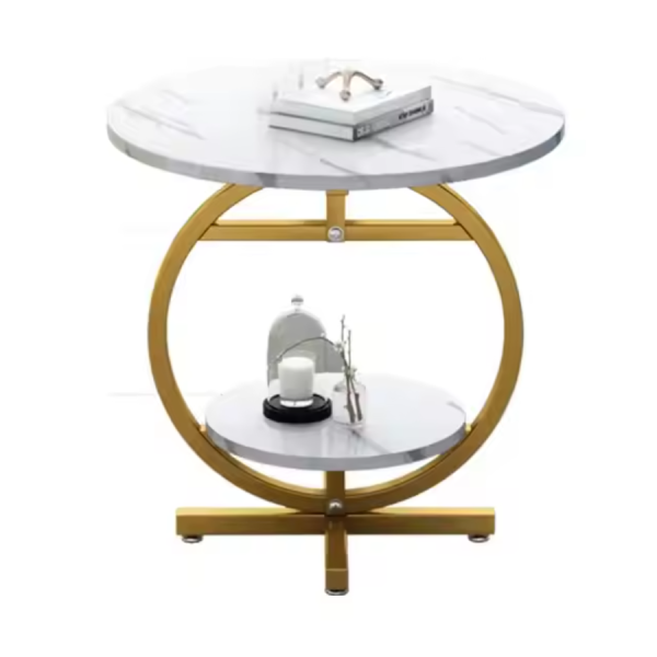Masuta de cafea rotunda cu design tip marmura — Confort Practic Pentru Casa Ta