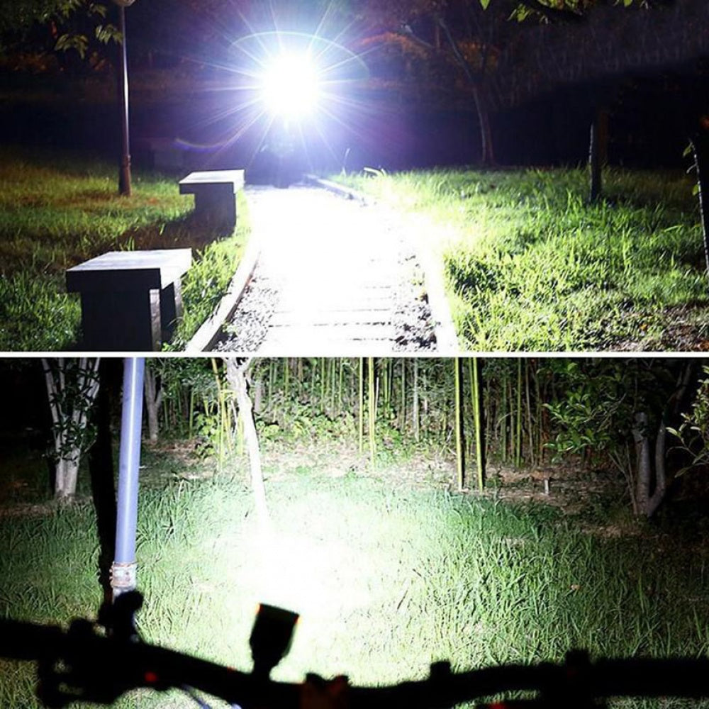 Far LED cu incarcare solara si claxon pentru bicicleta/trotineta — Confort și Siguranță la Drum