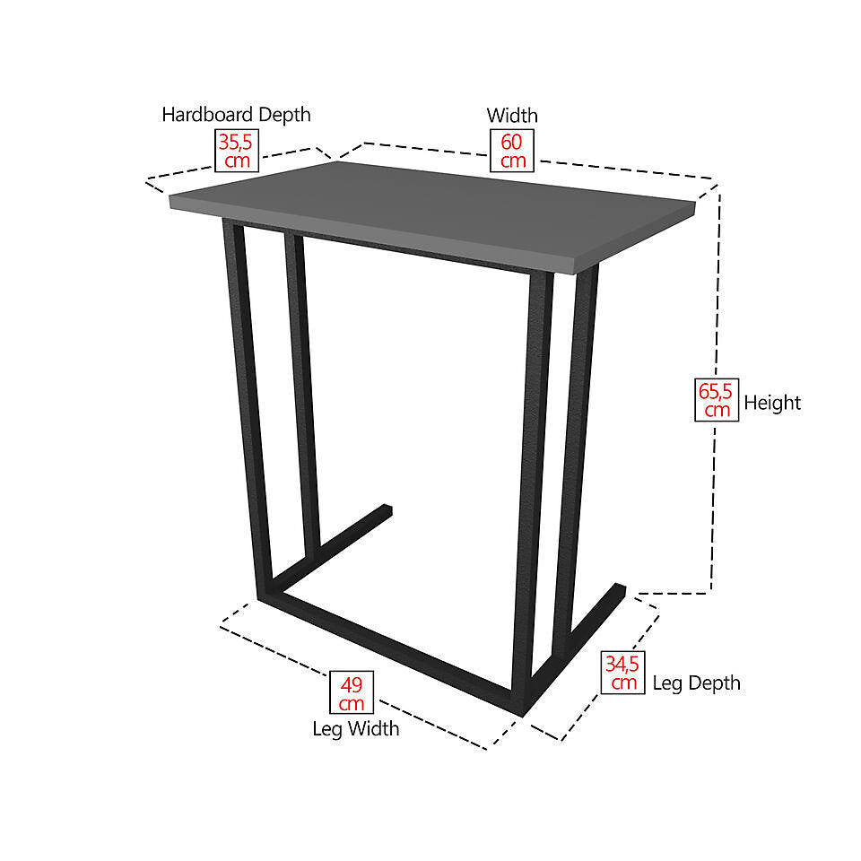 Masa cu picior metalic pentru laptop - mic dejun 60x34.5x65.5 — Confort Practic Pentru Casa Ta