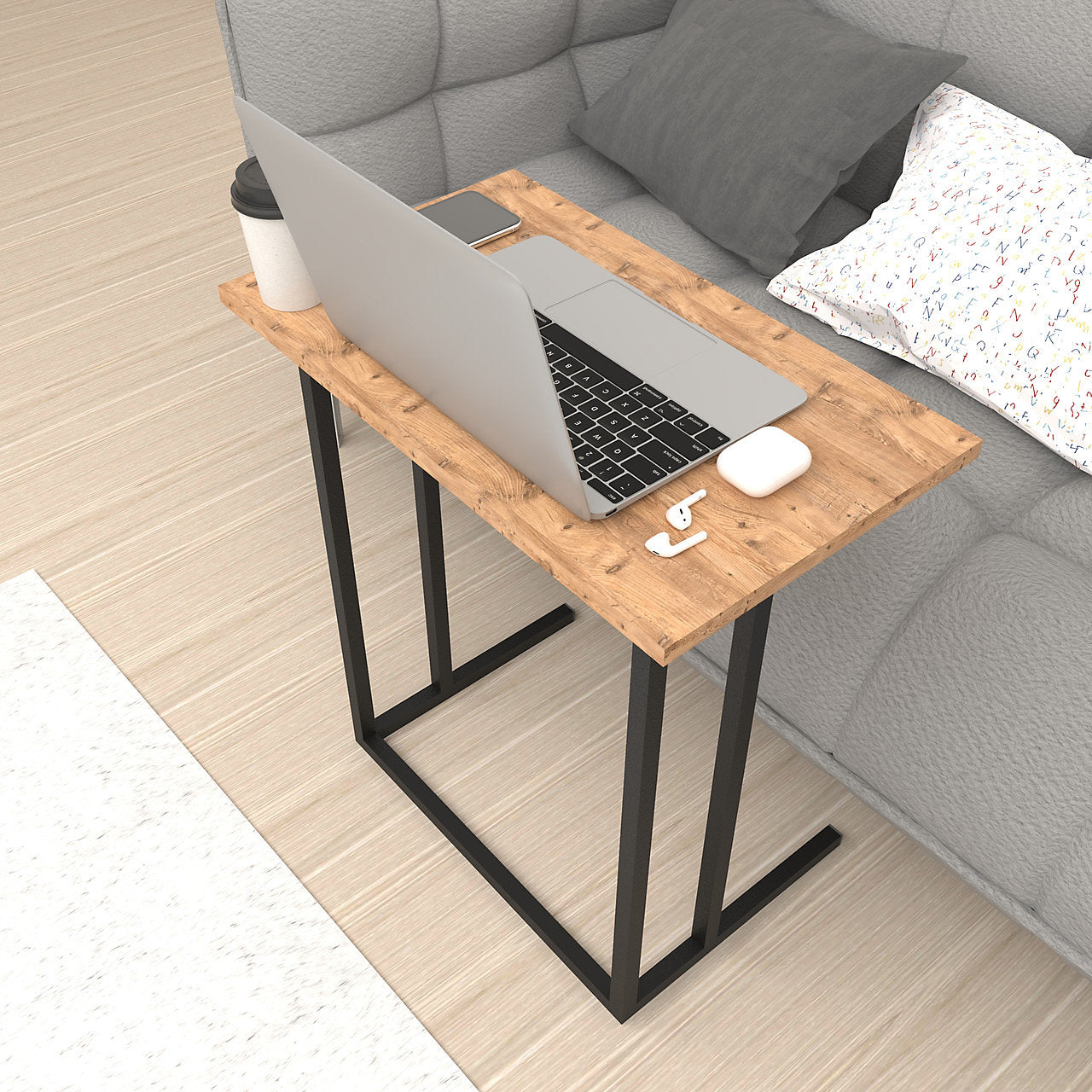 Masa cu picior metalic pentru laptop - mic dejun 60x34.5x65.5 — Confort Practic Pentru Casa Ta